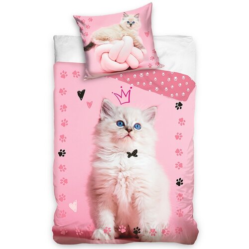 Baumwollbettwäsche Katze Prinzessin, 140 x 200 cm, 70 x 90 cm