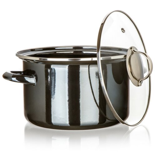 Bankett Zománcozott edény METALLIC Fekete 24 cm,3,7 l, fedővel