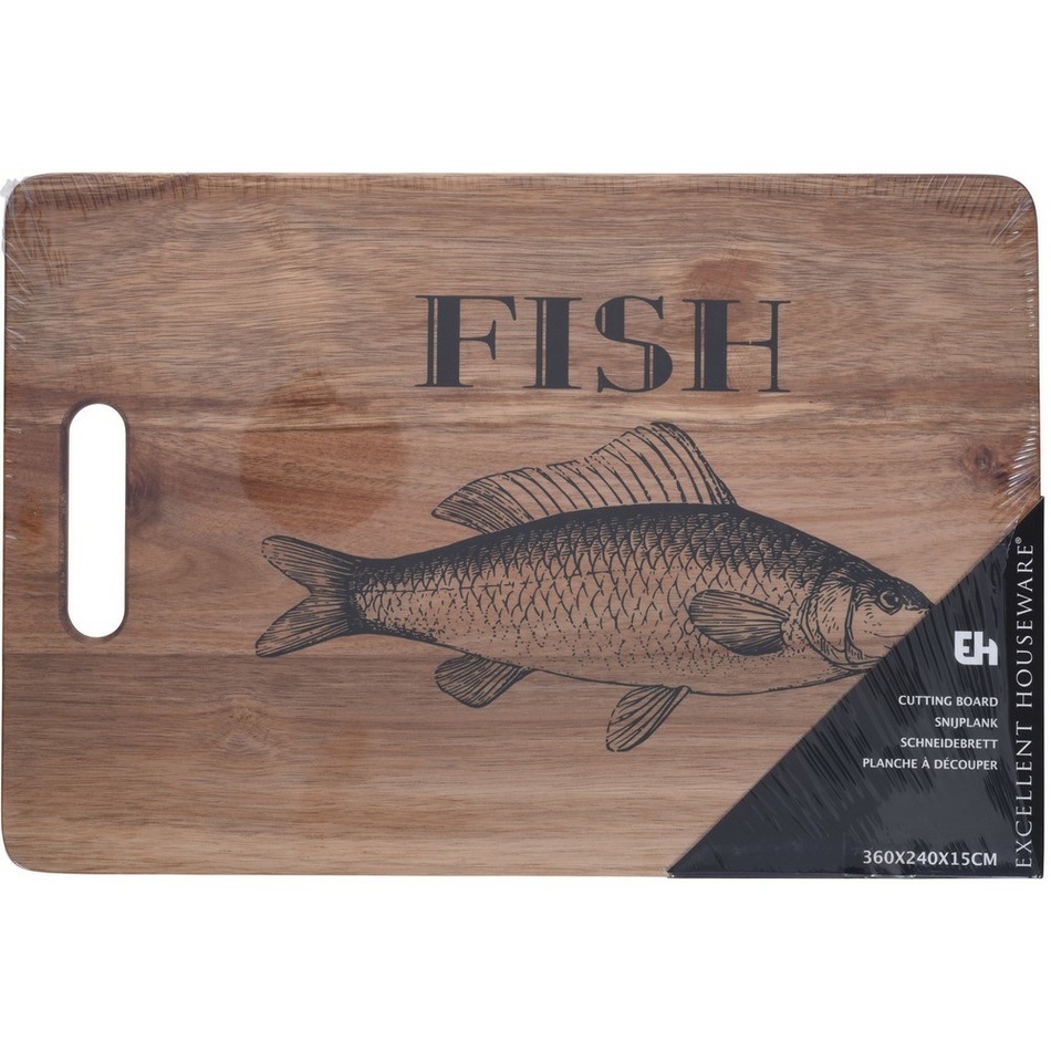 EH Dřevěné krájecí prkénko Fish, 36 x 24 x 1,5 cm