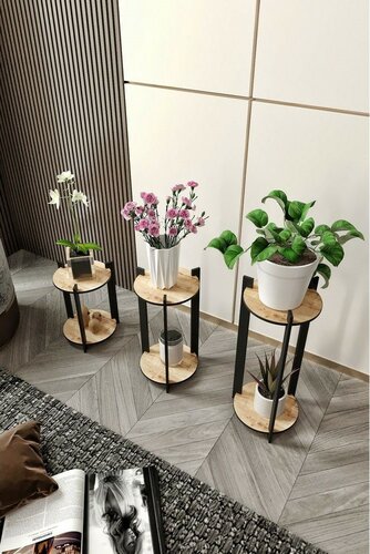 Flower Desk Round - Oak virágállvány