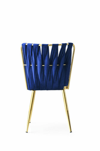 Esszimmerstuhl-Set Kusakli Navy Blue and Gold, 4 Stück