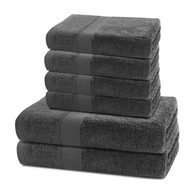DecoKing Set of towels and bath towels Marinacharcoal, 6 pcs