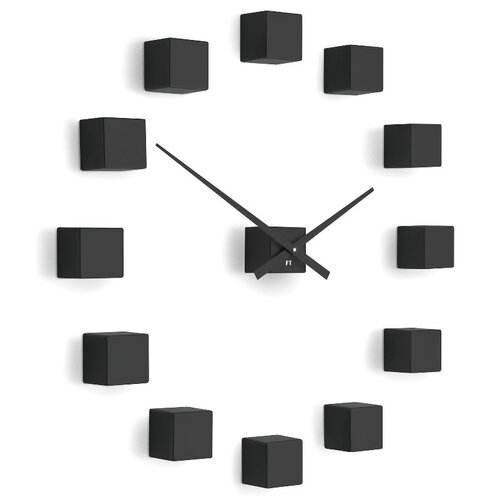 Future Time FT3000BK Cubic black Designové samolepiace hodiny, pr. 50 cm