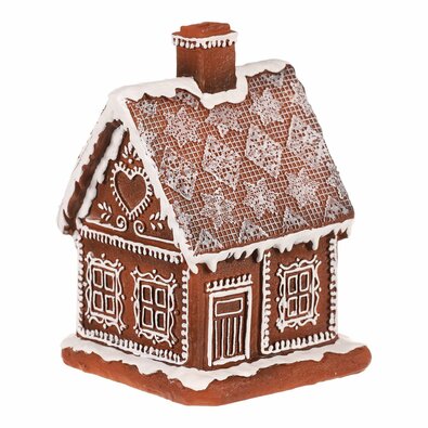 Dekoracja świąteczna Domek z piernika, poliresin, LED, brązowy