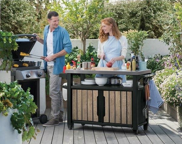 Grilovací stolík Keter Deco UNITY 207 l XL,svetlohnedý