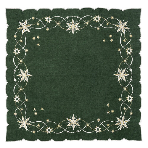 Obrus świąteczny Gwiazda betlejemska zielony, 120 x 140 cm