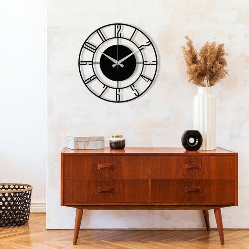 Nástěnné hodiny Rome S011 Black, 48 x 48 cm