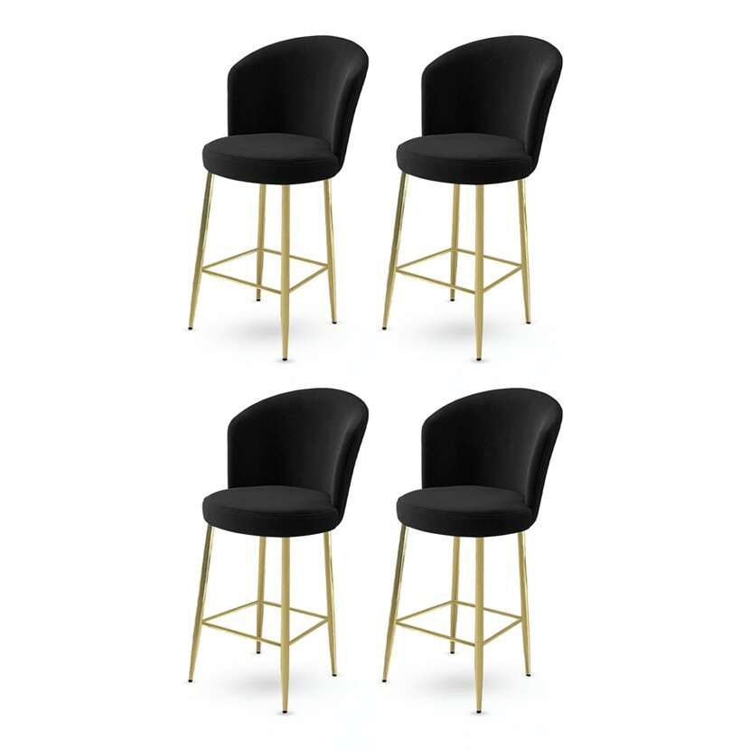 Fora Black and Gold bárszék szett, 4 db, fekete, 4 db akciós termékkép 1