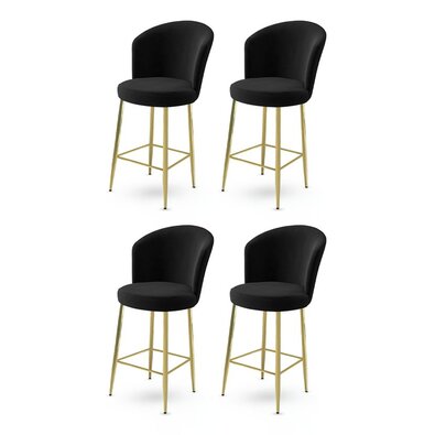 Barstuhl-Set Fora Black and Gold, 4 Stück