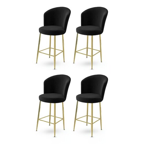 Barstuhl-Set Fora Black and Gold, 4 Stück