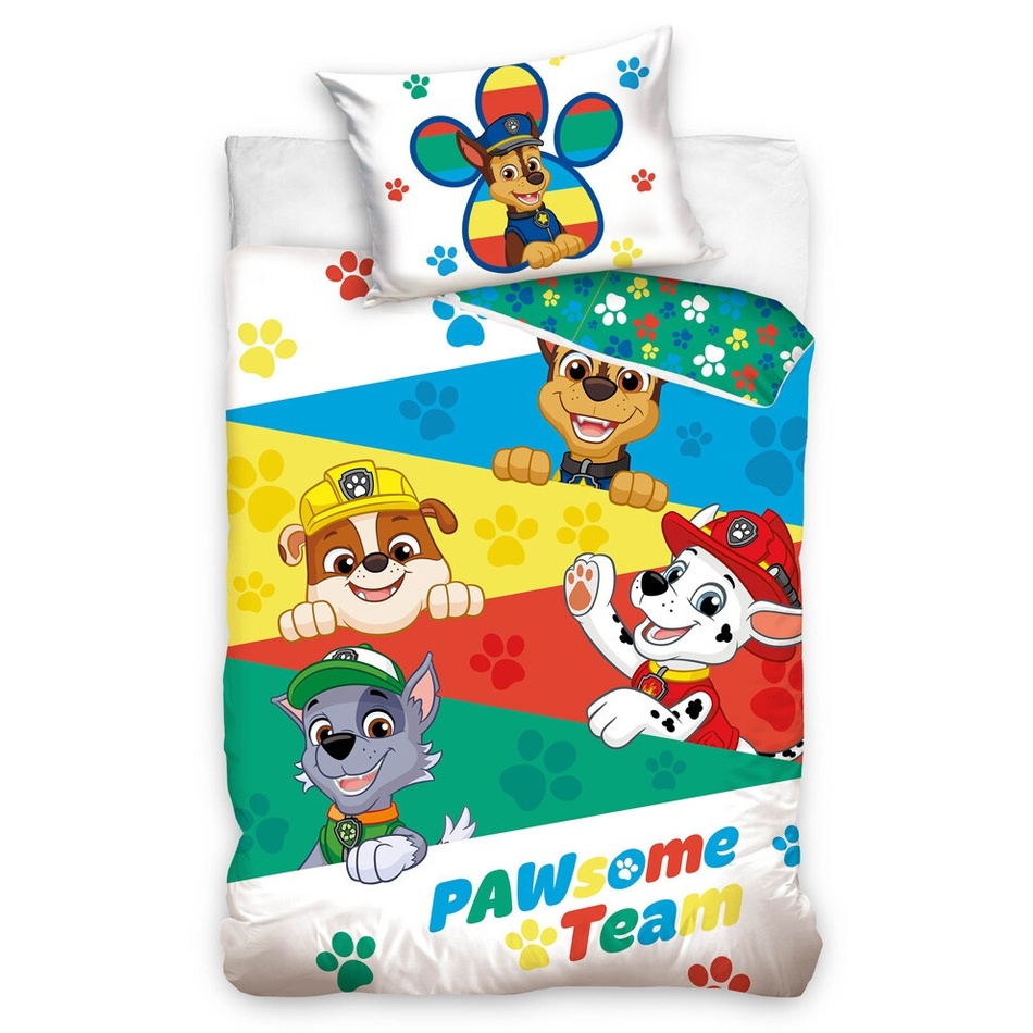 Gyermek pamut ágynemű Pawsome Team, 100 x 135 cm, 40 x 60 cm akciós termékkép 1