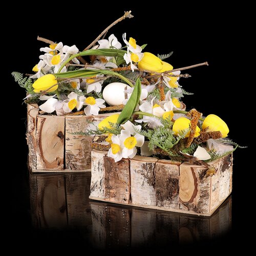 Set recipiente de flori din mesteacăn, 3 bucăți, 3 dimensiuni, dreptunghiular