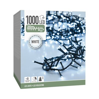 Venkovní světelný řetěz Twinkle, 20 m, 1000 LED, studená bílá, časovač, IP4