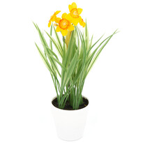 Umělá květina Narcis v květináči oranžová, 22 cm Umělá květina Narcis v květináči oranžová, 22 cm