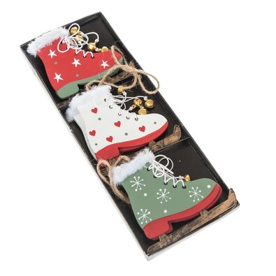 3 db függő dekoráció készlet, korcsolya, 30 x 10cm