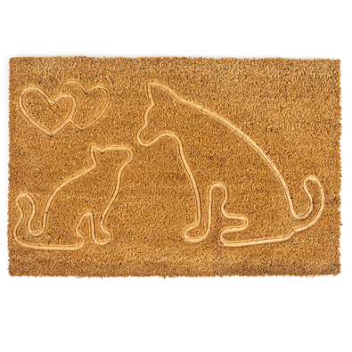 Kokos-Fußmatte Katze und Hund, 40 x 60 cm