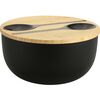 Kesper 58470 Salatschüssel mit Besteck und Bambusdeckel 24 cm, Schwarz