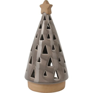 Suport de lumânare din porțelan Christmas tree, maro, 10 x 20 cm