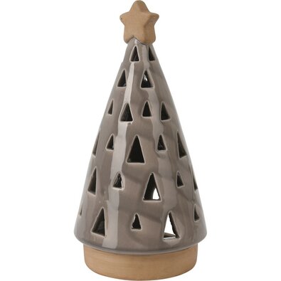 Świecznik porcelanowy na świeczkę tea light Christmas tree, brązowy, 10 x 20 cm