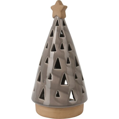 Porzellan-Kerzenhalter für Teekerze Christmas tree Braun, 10 x 20 cm