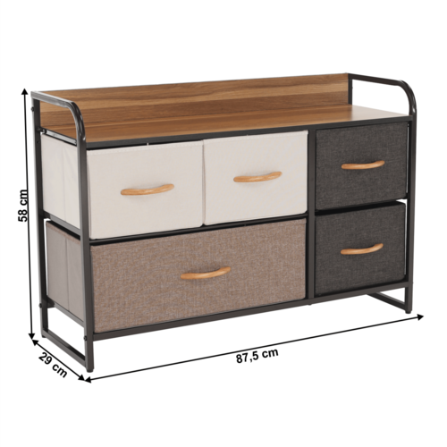 Komoda z szufladami z tkaniny HAZEL TYP 4, brązowy