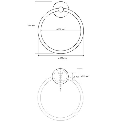 SAPHO XB402 X-Round Black törülközőtartó, fekete