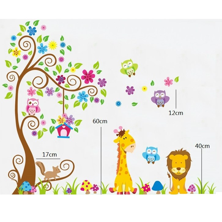 Samolepiaca dekorácia farebný les zvierat,
