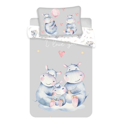Dziecięca pościel bawełniana do łóżeczka Hipcie baby, 100 x 135 cm, 40 x 60 cm