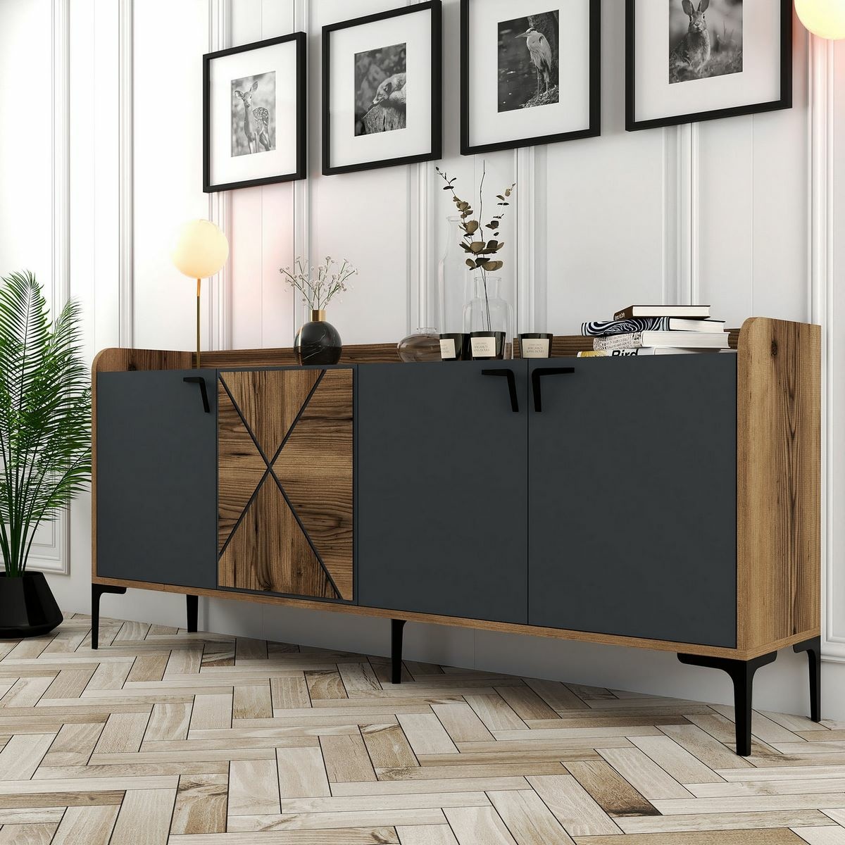 Skrinka Venedik Walnut and Anthracite