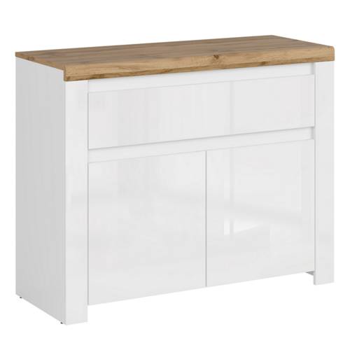 Skříňka VILGO 2D1S, lesklá bílá