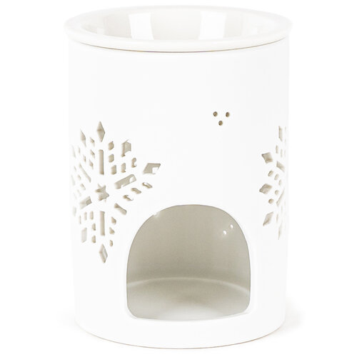 Porcelanska aromalampa Snow flower bela, 8,5 x 12cm
