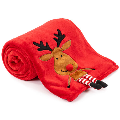 4Home Weihnachtsdecke Happy Reindeer, 150 x 200 cm