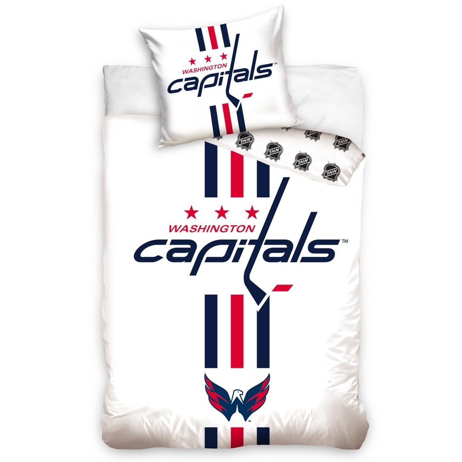 Lenjerie de pat NHL Washington Capitals White, din bumbac, 140 x 200 cm, 70 x 90 cm
