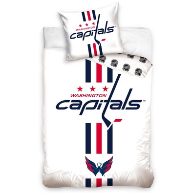 BedTex Bavlnené obliečky NHL Washington Capitals White, 140 x 200 cm, 70 x 90 cm
