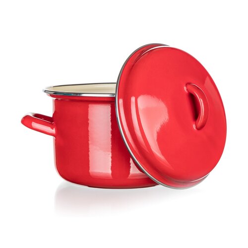 Banquet Emailed pot with lid Milton red, 16 cm, 2l