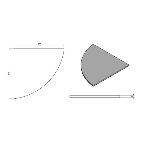 SAPHO 23487 кутова полиця чверть кола 20 x 20 x 0,8 см, прозоре скло