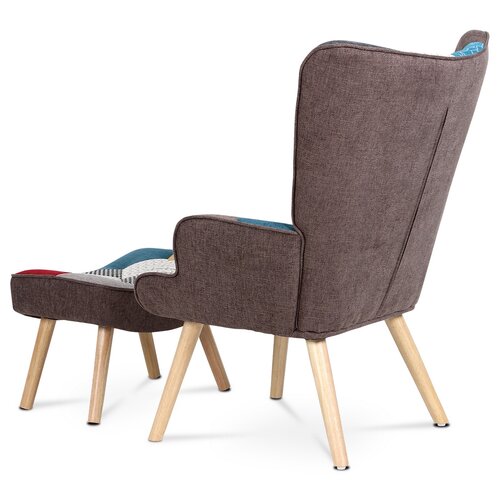 Ohrensessel mit Fußhocker PW2, Patchwork