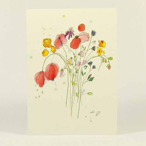 Komplet kartek z życzeniami Lis i kwiaty polne, A6