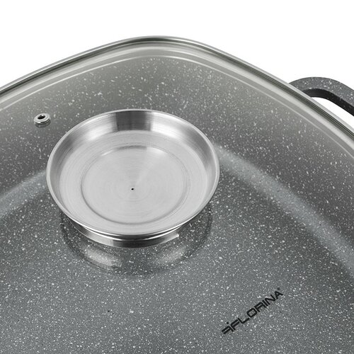 Florina Aluminium-Bräter mit Aromadeckel Lava 3,5 l, 28 × 28 × 7,5 cm