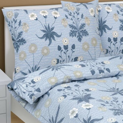 Bellatex Крепова постільна білизна Луг синій, 140 x 200 см, 70 x 90 см
