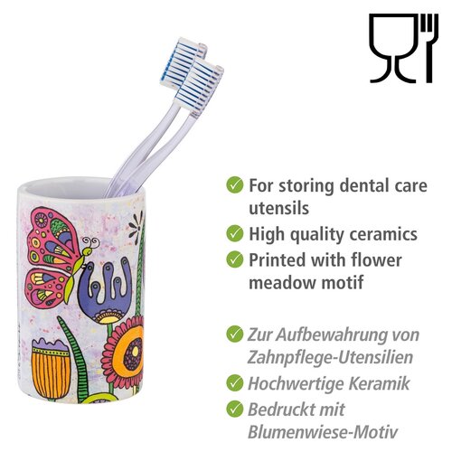 Pahar de baie ceramic pentru periuță de dinți Wenko Flori