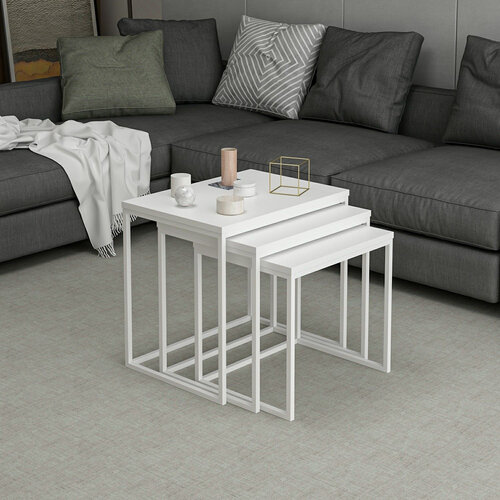 Beistelltisch Evia White, 3 Stück