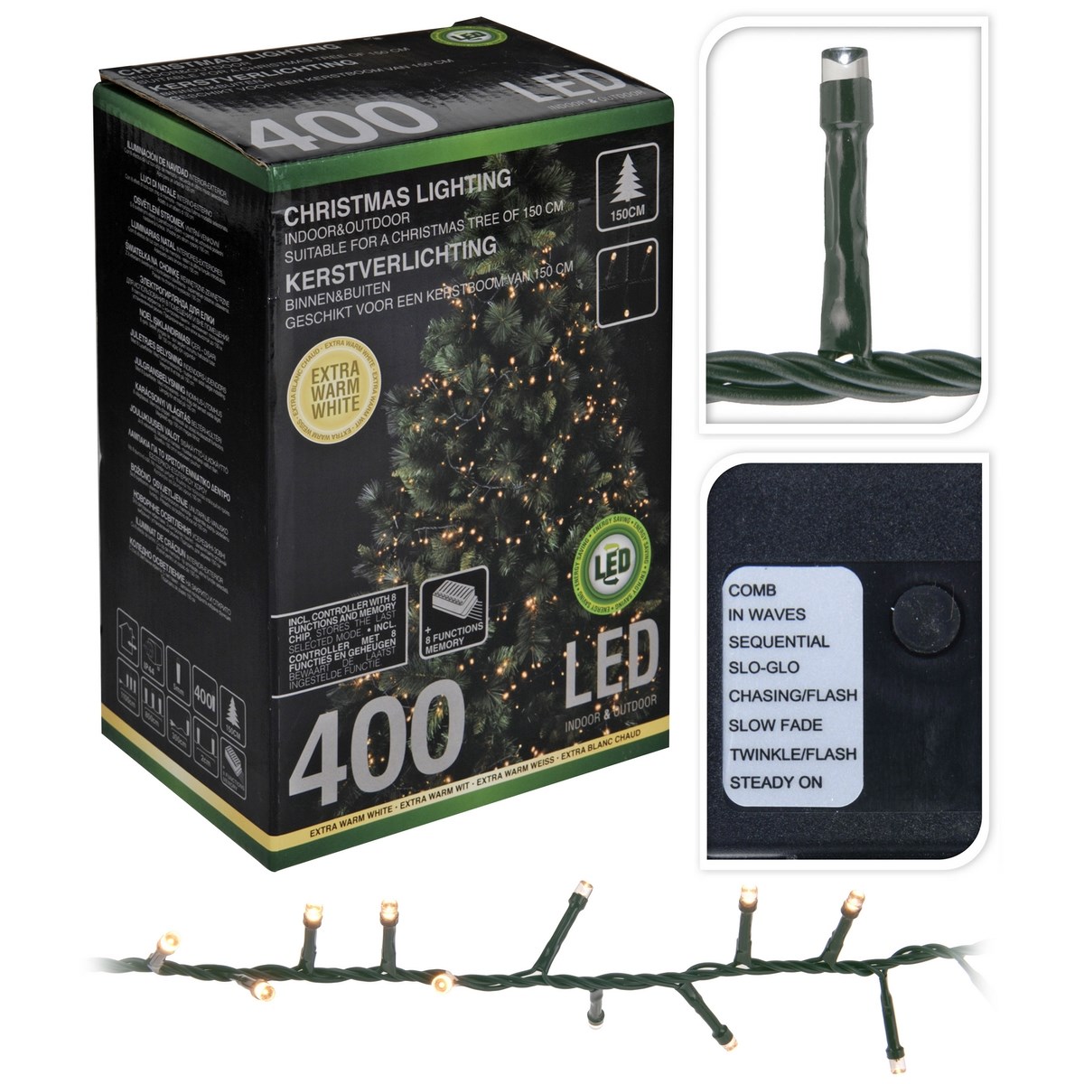 Vánoční světelný řetěz Cluster, 400 mini teplá LED