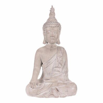 Dekoráció Buddha szobor ülve, szürke, polirezin ,30 x 22 x 54 cm