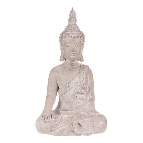Decorațiune Statuie Buddha șezând, gri, poliresină, 30 x 22 x 54 cm