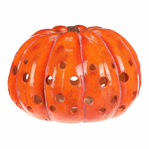 Nagy őszi LED dekoráció, lyukakkal ellátott tök,33 x 33 x 21 cm, magnézium