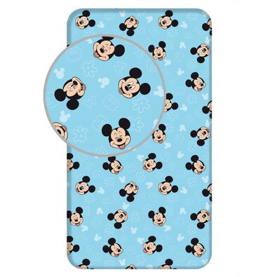 Jerry Fabrics Platno rjuha z gumico Mickey Blue02, 90 x 200 cm + 25 cm
