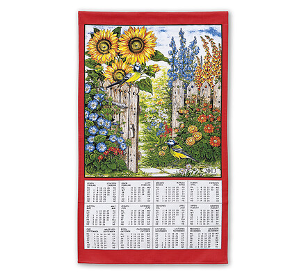Textilní kalendář 2013 Slunečnice, červená, 45 x 70 cm