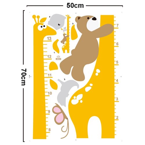 Zsiráf gyerekmagasság-mérő, öntapadó dekoráció