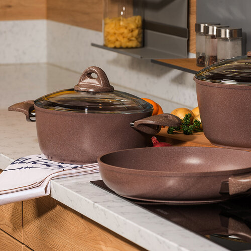 4Home 7-delni set posode Granite Brown